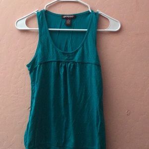 Turquoise tank top with silver dots